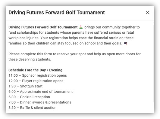 Golf Schedule